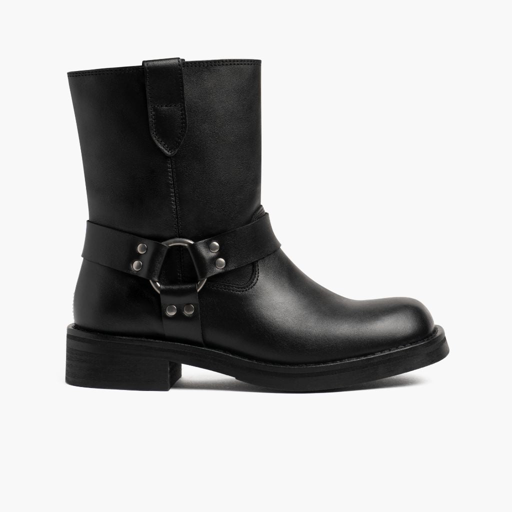 Outlaw Noir Bottines en cuir pour Femme en cuir de vachette noir véritable - Vue de profil | Acheter en ligne