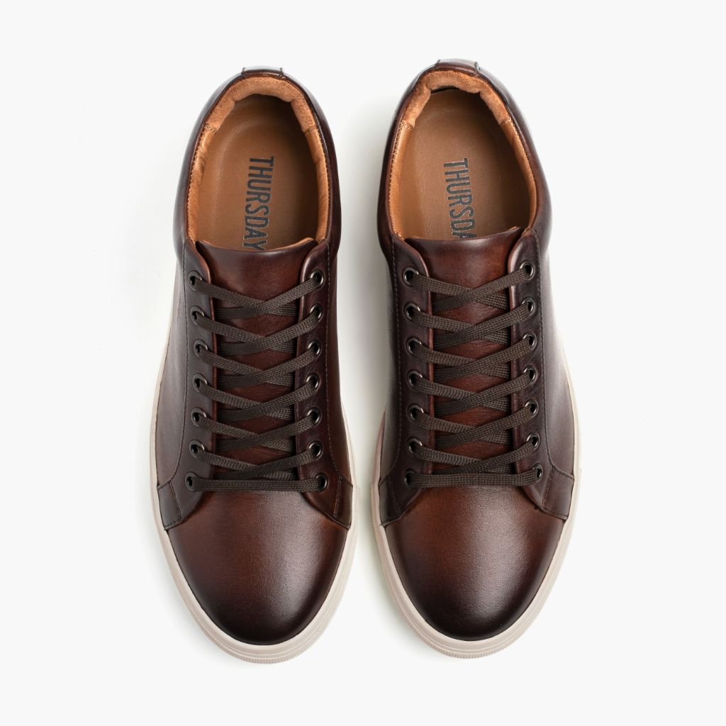 Premier Low Top Coffee Baskets en cuir pour Homme For Men - Contrefort de talon renforcé & surpiqûres doubles de précision