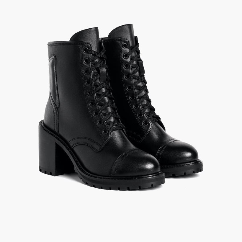 Rebel Noir Leather Boots pour Femme