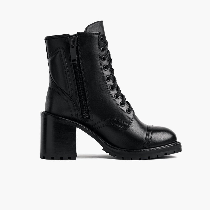 Rebel Noir Leather Boots pour Femme