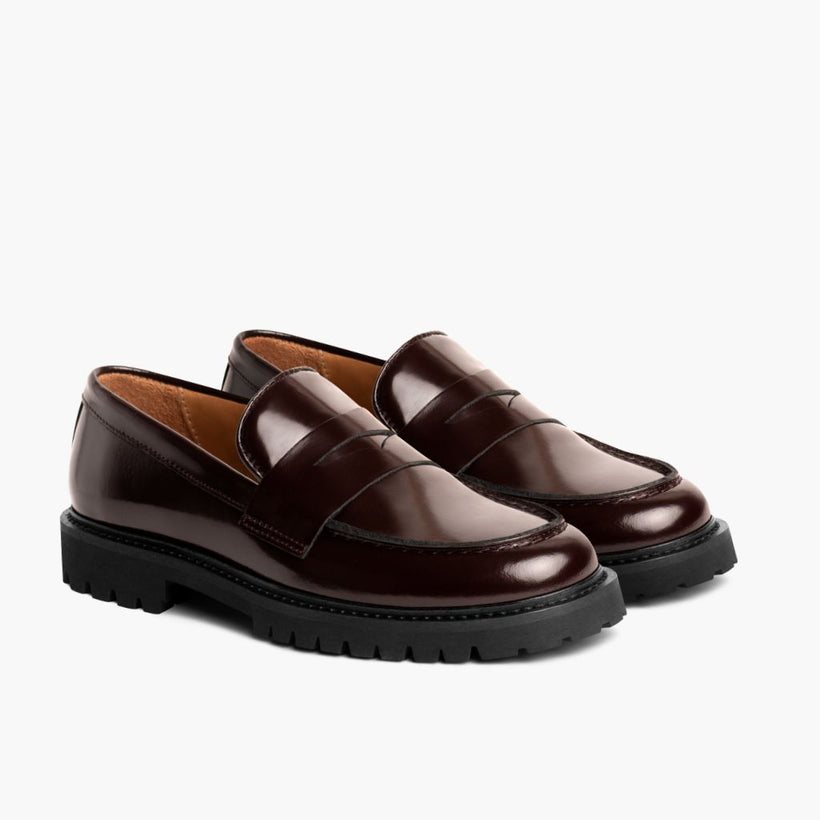 Penny Bordeaux Leather Boots pour Femme