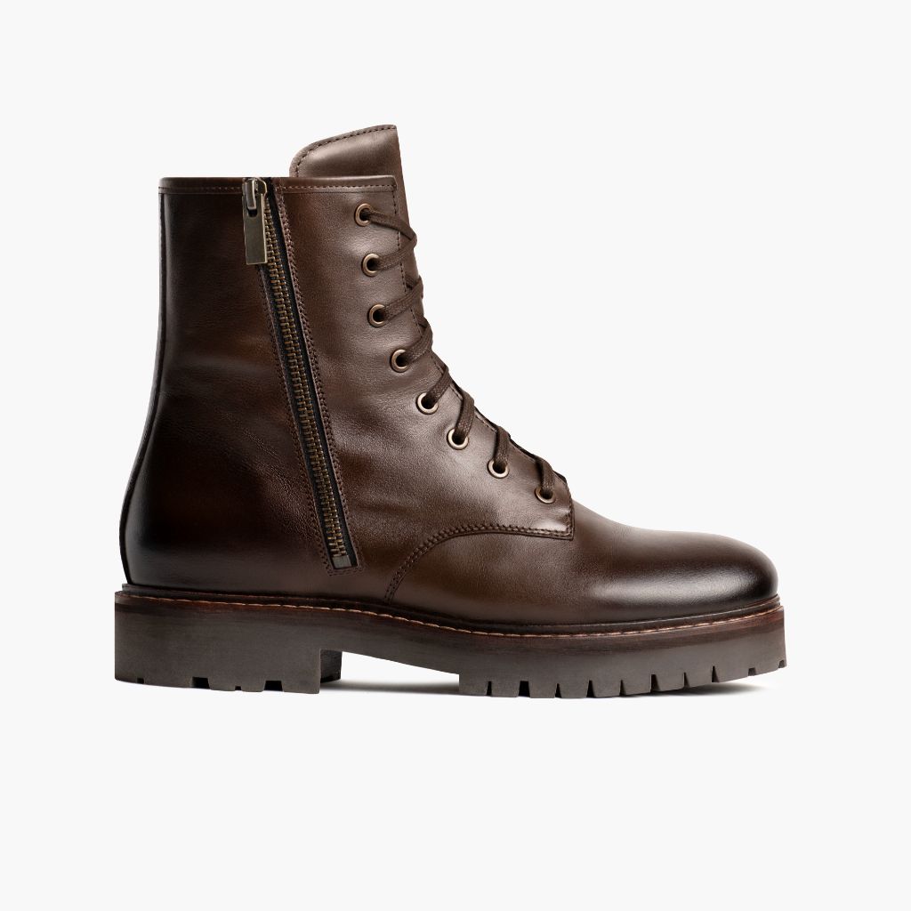 Combat Java Bottines en cuir pour Femme - Contrefort de talon renforcé & surpiqûres doubles de précision