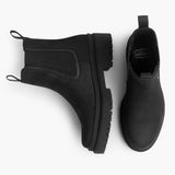 High-Traction Rubber Outsole & Lug Tread Pattern on Legend Platform Black Matte Leather Boots