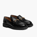 Penny Black & Gold Croco Leather Loafers