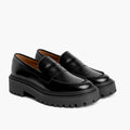 Penny Platform Noir Mocassins en cuir pour Femme