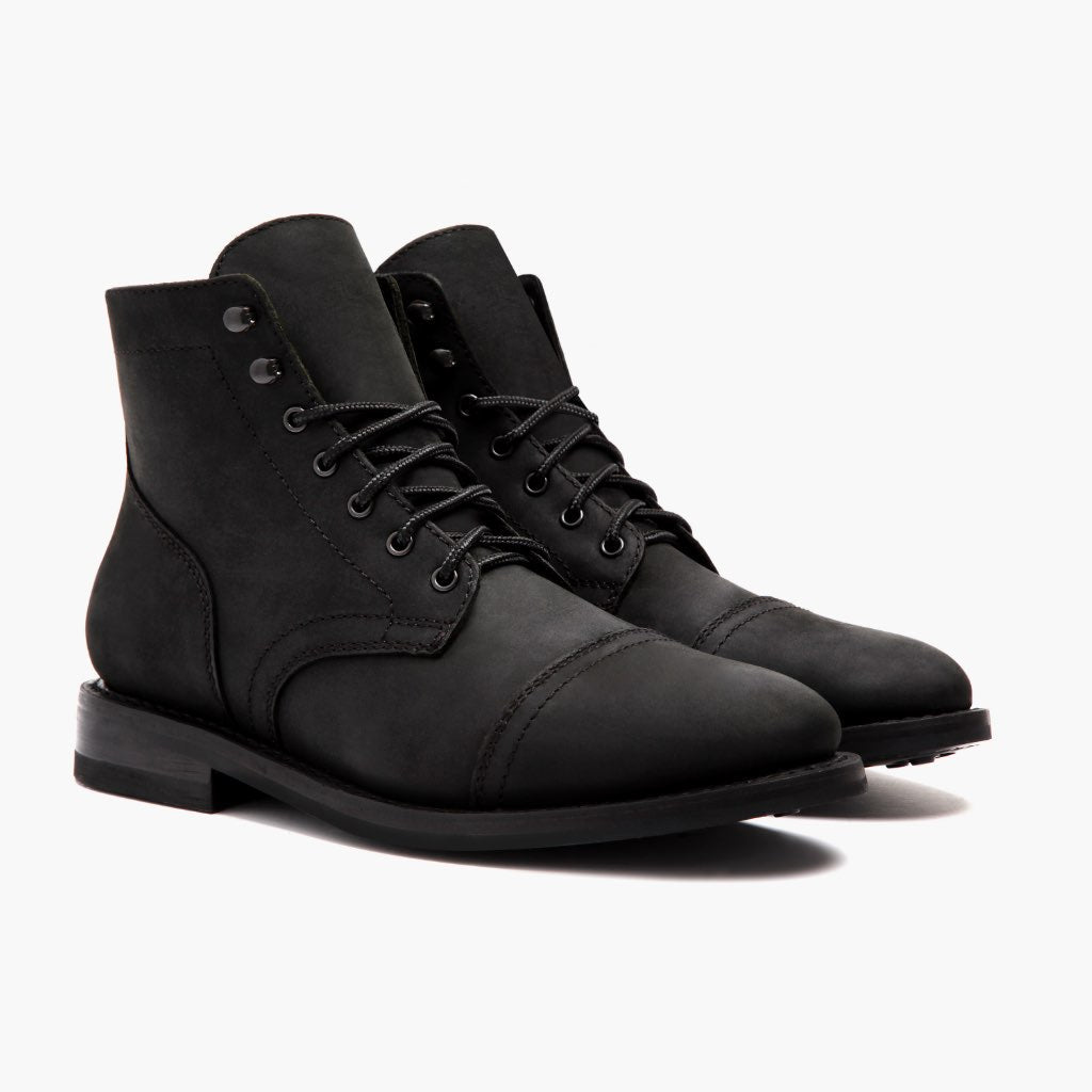 Captain Noir Mat Bottines en cuir pour Homme en cuir de vachette noir véritable - Vue de profil | Acheter en ligne