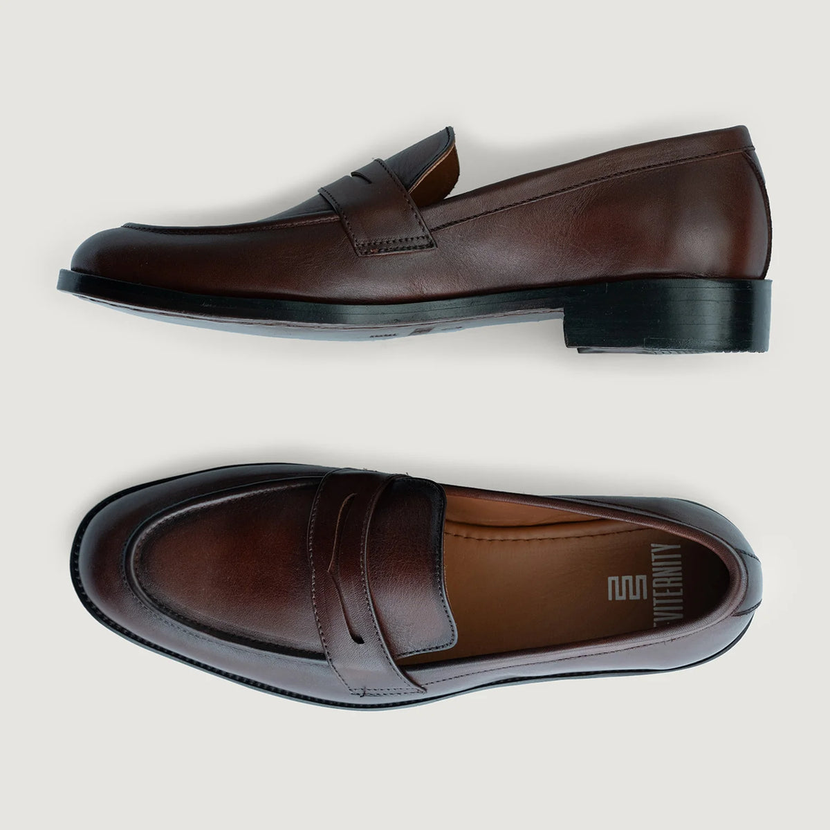 Baxton Burnished Marron Mocassins en cuir pour Homme For Men - Contrefort de talon renforcé & surpiqûres doubles de précision