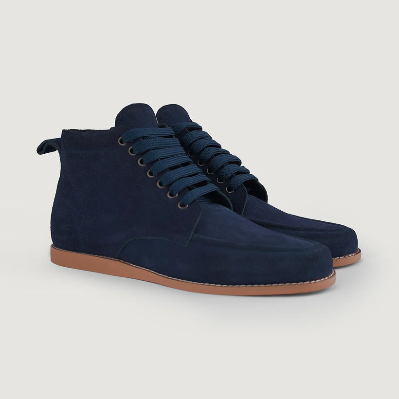 Bearman Moc Toe Bleu Suede Boots pour Homme