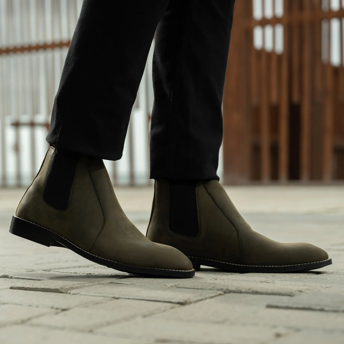 Styled On-Foot Perspective Demonstrating Ankle Fit & Silhouette on Model