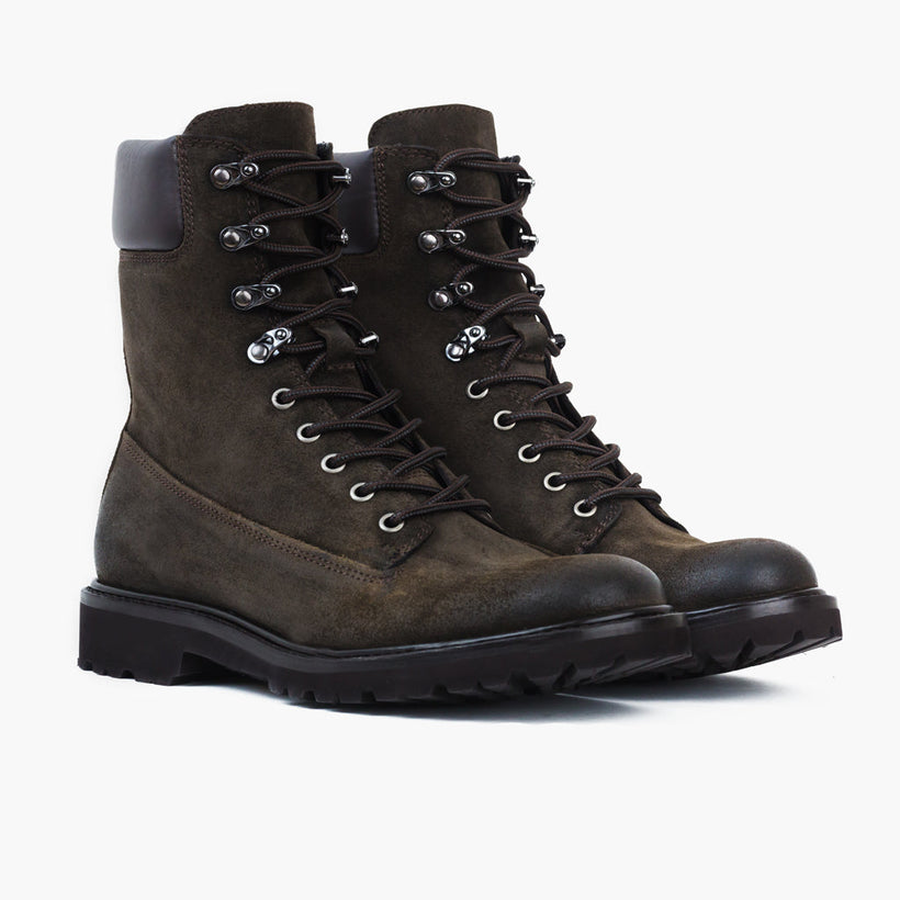Explorer Dark Olive Suede Leather Boots pour Homme
