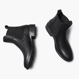 Duchess Black Leather Boots - Reinforced Heel Counter & Precision Double-Row Stitching Detail