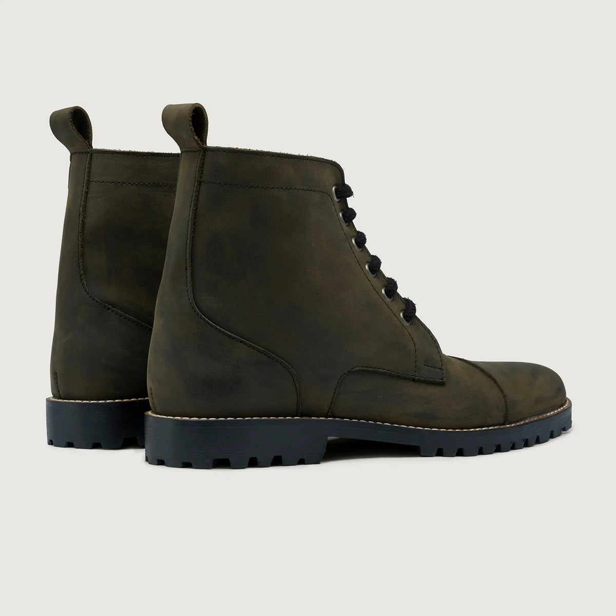 Knight Derby Olive Vert Pullup Bottines en cuir - TerraGrip pour Homme - Contrefort de talon renforcé & surpiqûres doubles de précision
