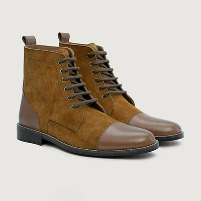 Knight Derby Camel & Marron Bottines en cuir - StudGuard pour Homme