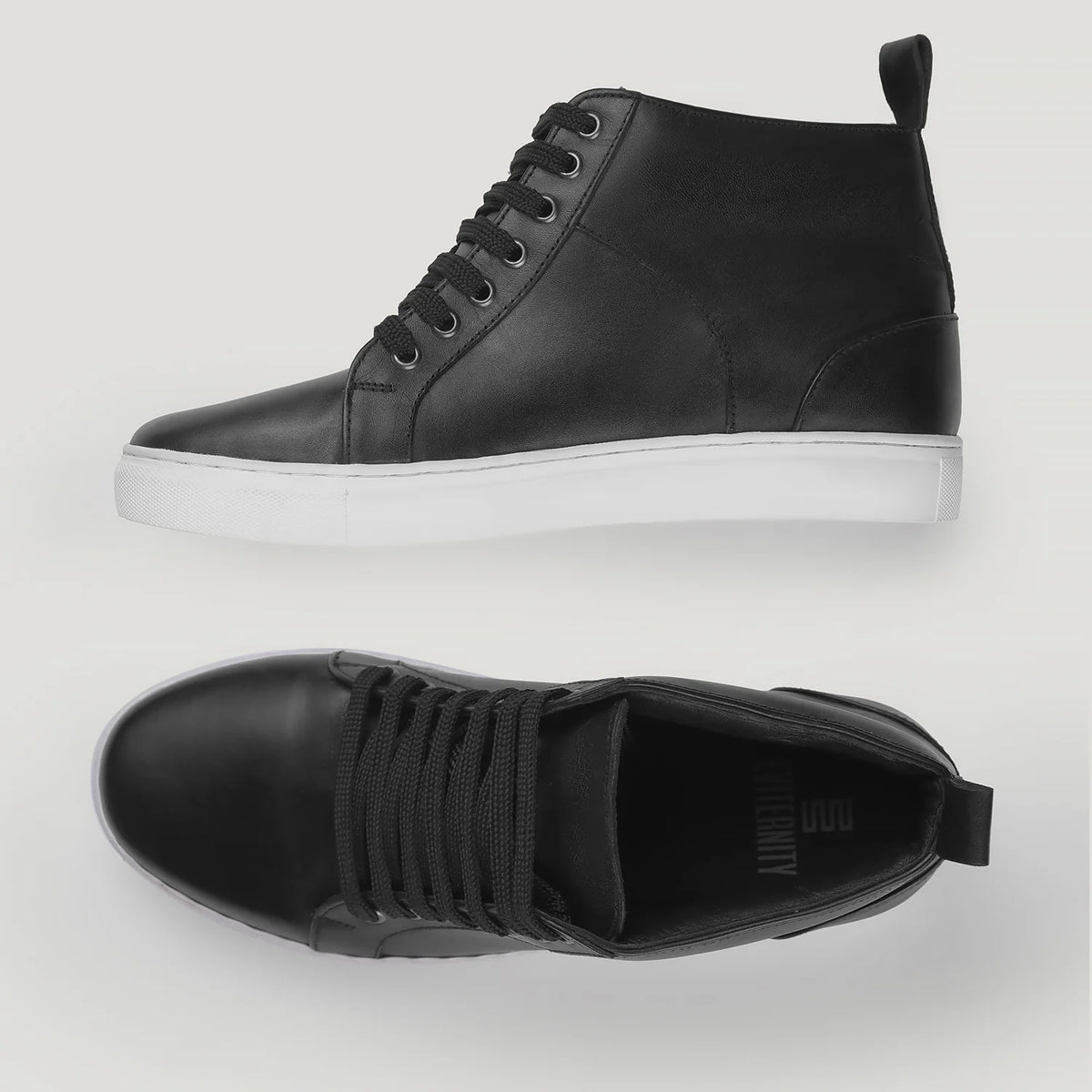 Marty High Top Noir Baskets en cuir pour Homme - Contrefort de talon renforcé & surpiqûres doubles de précision