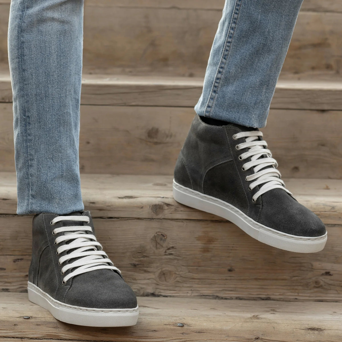 Orlaven Marty High Top Gris Suede Baskets en cuir pour Homme footwear image 9