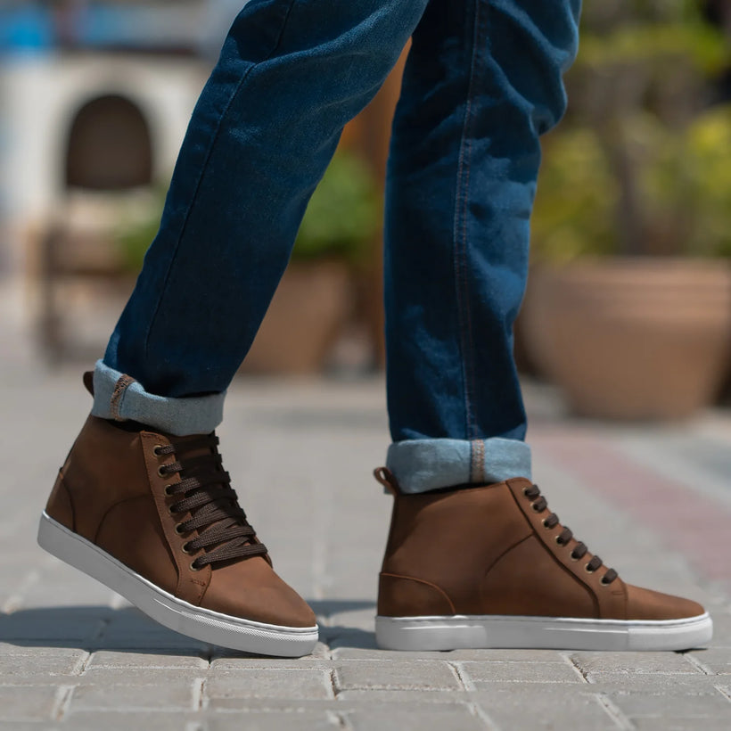 Marty High Top Pull-up Marron Baskets en cuir pour Homme