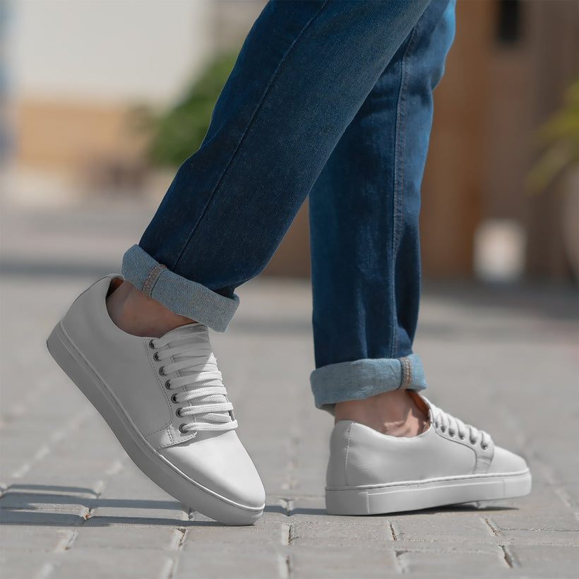 Murphy Low Top Blanc Leather Sneakers pour Homme