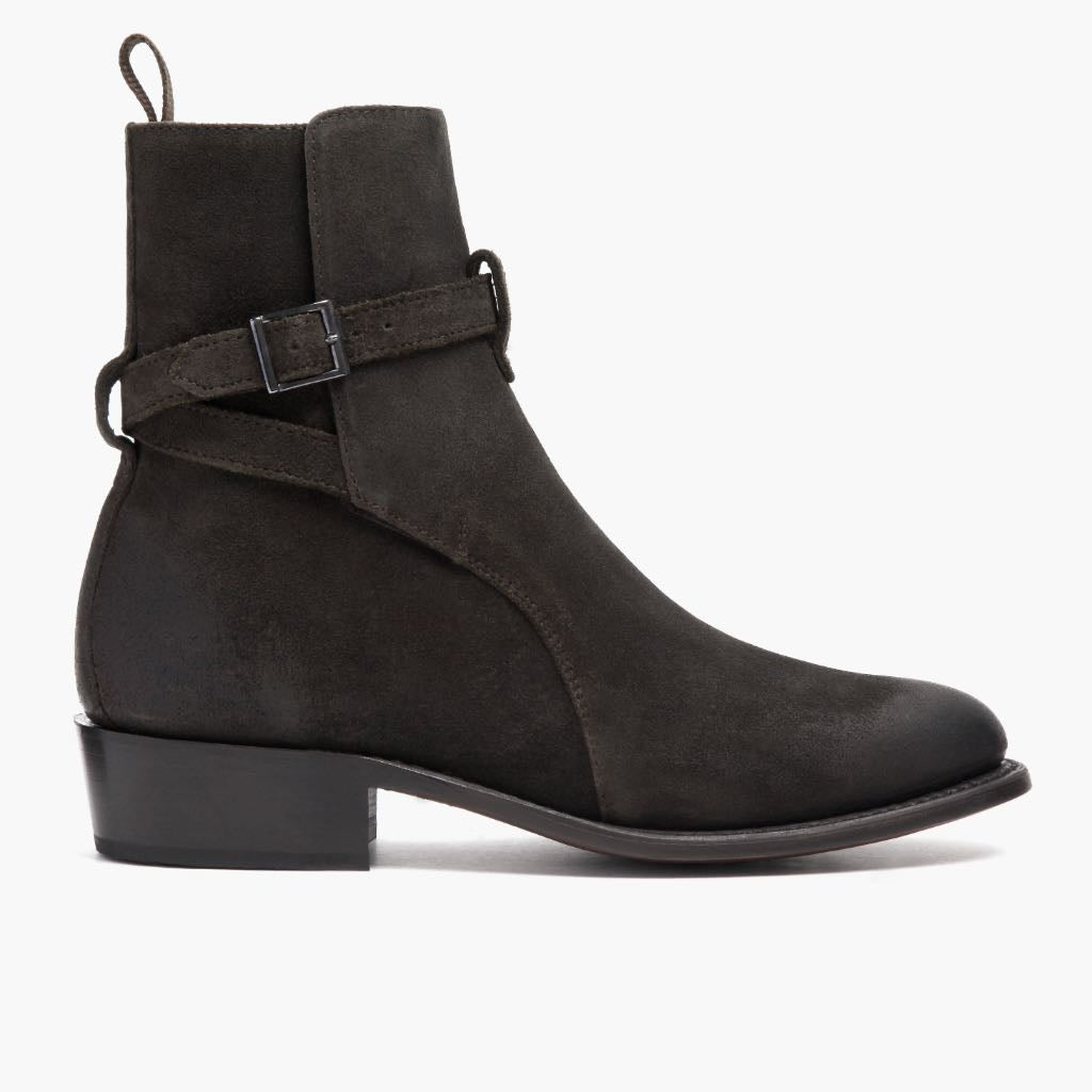 Olive Full-Grain leather Boots - Montage cousu Goodyear & détail de l'embout avant