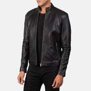 Black Sheepskin Leather Biker Jacket - Vue de dos avec coupe ajustée aux épaules &amp; ourlet soigné