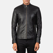 Men's Adornica Noir Veste Motard en Cuir pour Homme - Vue de profil avec coupe de manche ergonomique