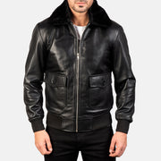 
Vue détaillée of Shirt with Removable Fur & Zipper Hardware on Airin G-1 Noir Blouson Bombardier en Cuir pour Homme