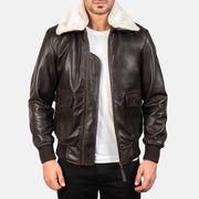 
Airin G-1 Marron Blouson Bombardier en Cuir pour Homme in Brown Sheepskin Leather - Vue de face & silhouette ajustée | Acheter en ligne