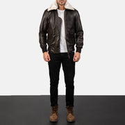 
Airin G-1 Marron Blouson Bombardier en Cuir pour Homme - Vue de profil mettant en valeur la coupe de manche ergonomique