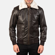 
Vue détaillée of Shirt with Removable Fur & Zipper Hardware on Airin G-1 Marron Blouson Bombardier en Cuir pour Homme