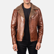 Men's Alberto Shearling Marron Veste en Cuir pour Homme in Brown Sheepskin Leather - Vue de face &amp; silhouette ajustée | Acheter en ligne