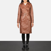 
Alice Marron Double Breasted Manteau en Cuir pour Femme in Black Cowhide Leather - Vue de face & silhouette ajustée | Acheter en ligne
