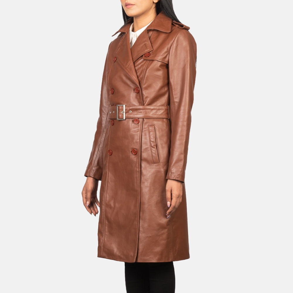
Black Cowhide leather Coat - Vue arrière montrant la carrure ajustée et l'ourlet net