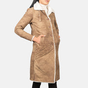 Distressed Brown Sheepskin Leather Aviator Jacket - Vue de dos avec coupe ajustée aux épaules &amp; ourlet soigné