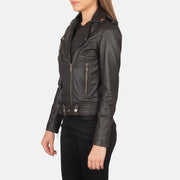 Brown Sheepskin Leather Biker Jacket - Vue de dos avec coupe ajustée aux épaules &amp; ourlet soigné