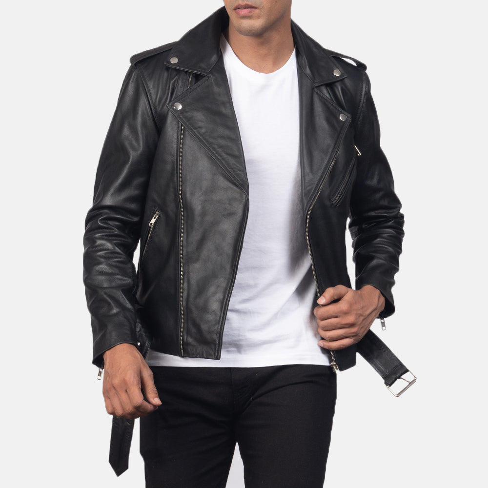 
Vue détaillée of Notch & Zipper & Waist belt Hardware on Allaric Alley Black Leather Biker Jacket