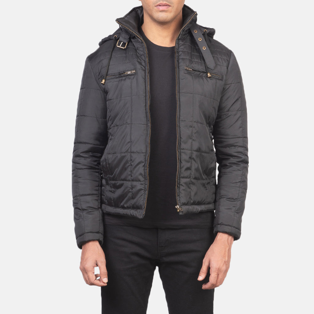 Men's Alps Quilted Black Windbreaker Jacket in Black Polyester - Vue de face &amp; silhouette ajustée | Acheter en ligne