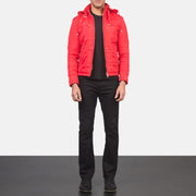 Men's Alps Quilted Red Windbreaker Jacket - Vue de profil avec coupe de manche ergonomique
