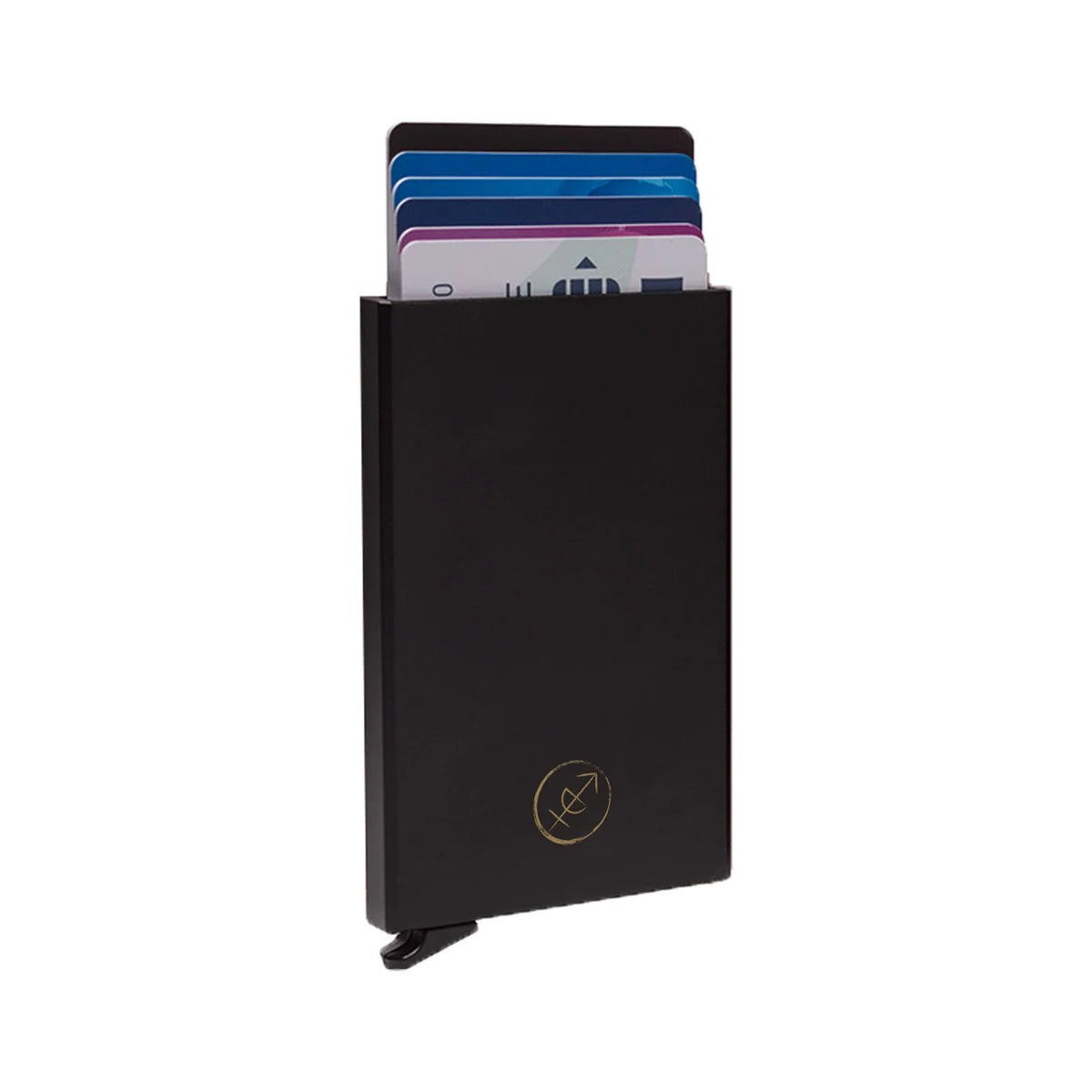Aluminium Card Holder pour Femme in Classic 100% Full-Grain Leather - Full Exterior Front Profile View | Acheter en ligne