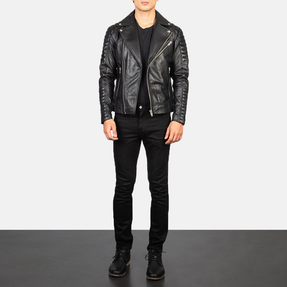 
Armand Green Suede Biker Jacket - Vue de profil mettant en valeur la coupe de manche ergonomique