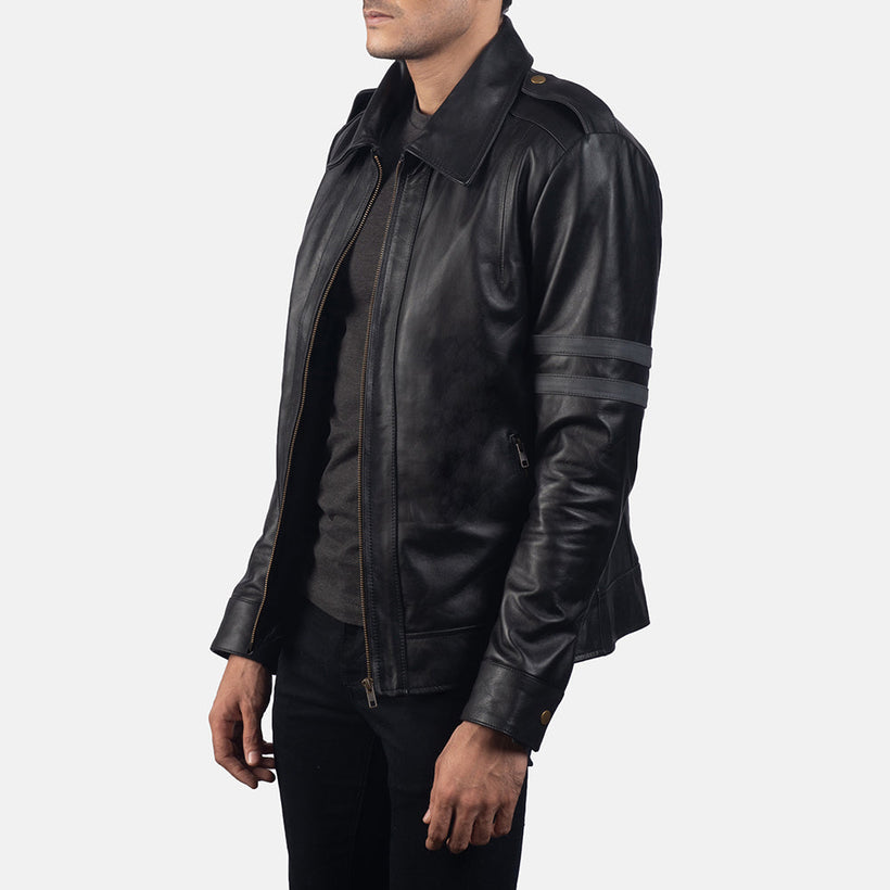 Armstrong Noir Veste Motard en Cuir pour Homme