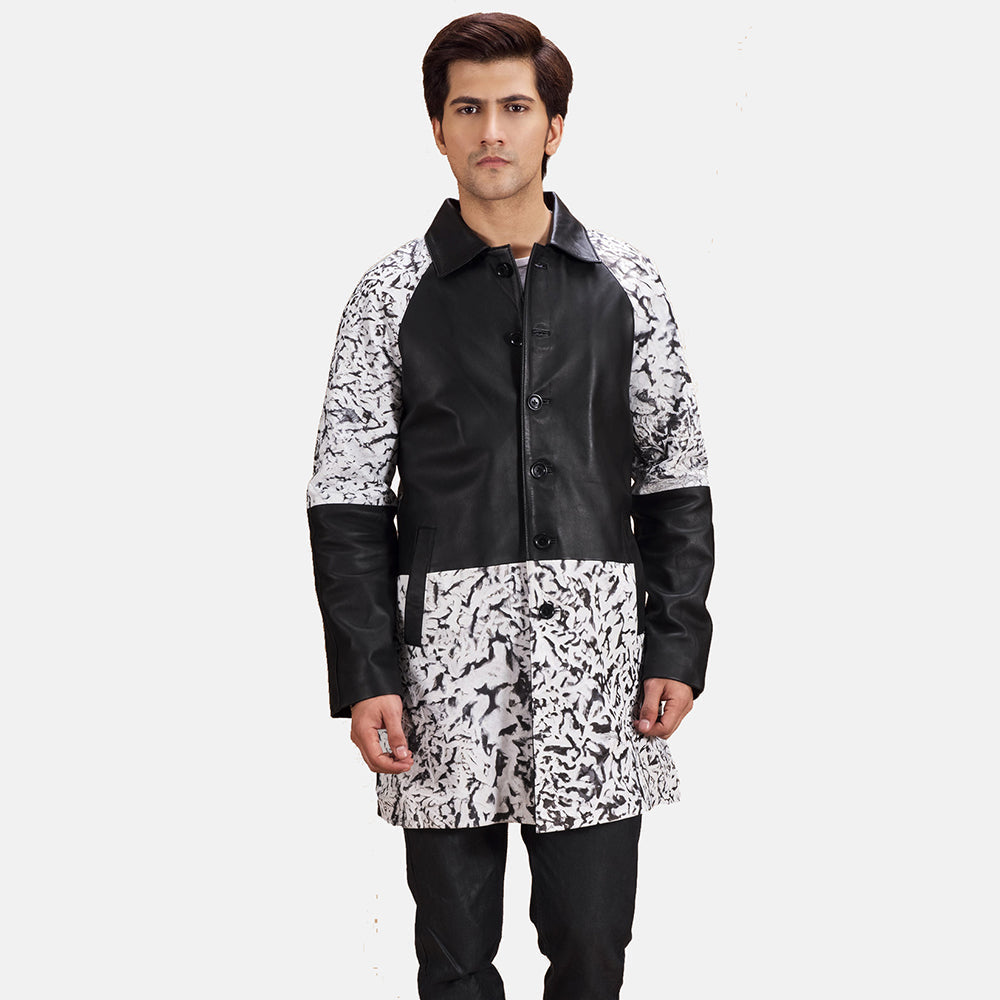 
Artistry Noir Dye Manteau en Cuir pour Homme in Black & White Sheepskin Dip &Amp; Dye - Vue de face & silhouette ajustée | Acheter en ligne