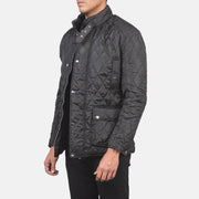 Black Polyester Winter Jacket - Vue de dos avec coupe ajustée aux épaules &amp; ourlet soigné