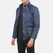Blue Nylon Winter Jacket - Vue de dos avec coupe ajustée aux épaules &amp; ourlet soigné