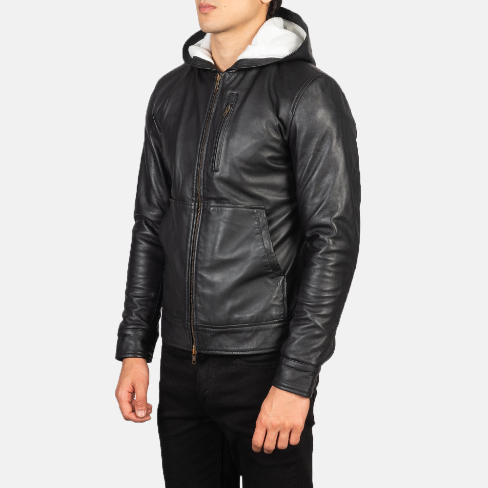 Black Sheepskin Leather Bomber Jacket - Vue de dos avec coupe ajustée aux épaules &amp; ourlet soigné