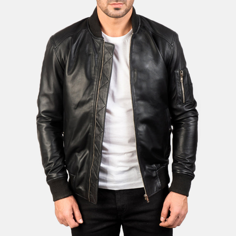 Bomia MA-1 Blouson Bomber en Cuir pour Homme