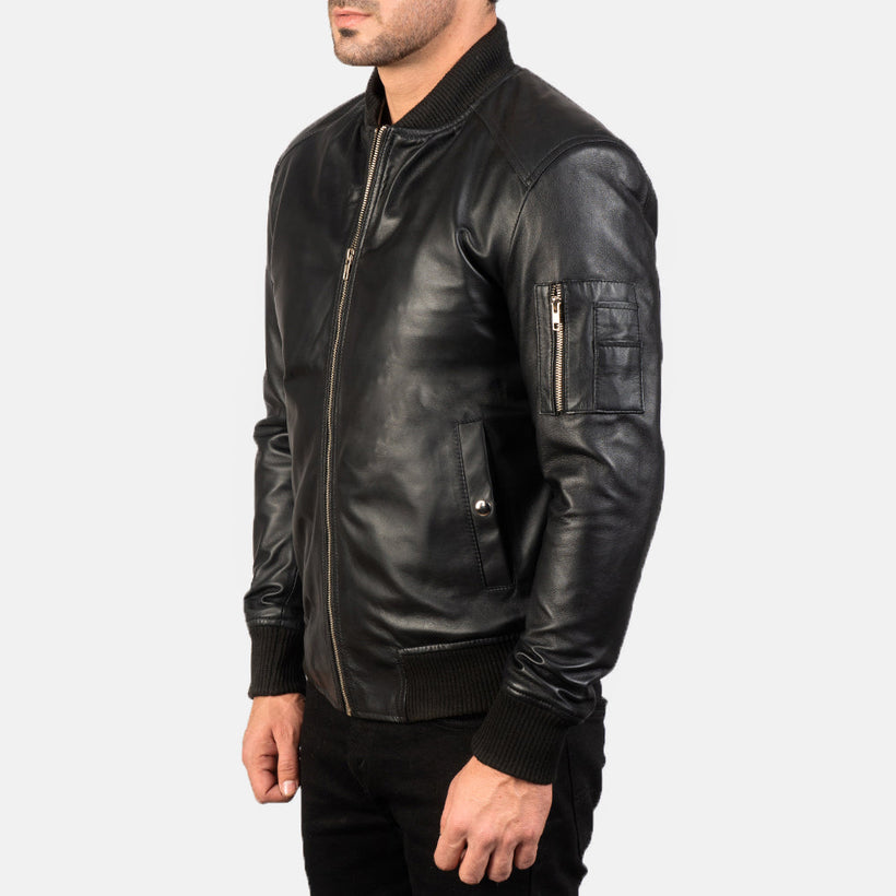 Bomia MA-1 Blouson Bomber en Cuir pour Homme