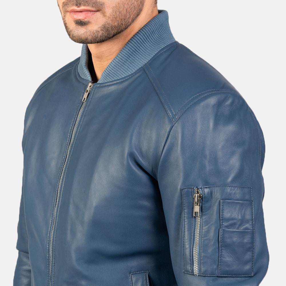 Bomia MA-1 Blouson Bomber en Cuir pour Homme – Vue produit alternative 6