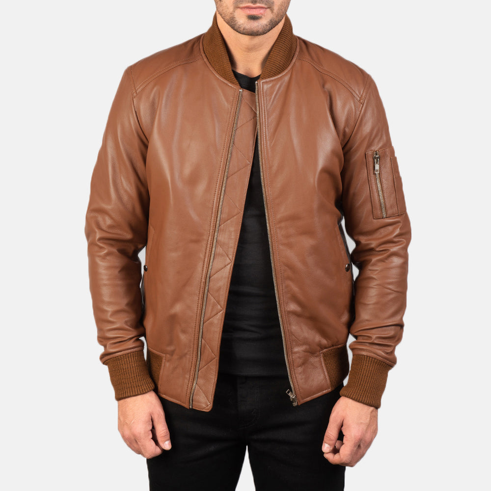 Bomia MA-1 Blouson Bomber en Cuir pour Homme – Vue produit alternative 1