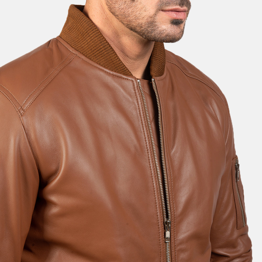 Bomia MA-1 Blouson Bomber en Cuir pour Homme – Vue produit alternative 6