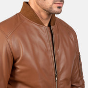 Bomia MA-1 Blouson Bomber en Cuir pour Homme – Vue produit alternative 6