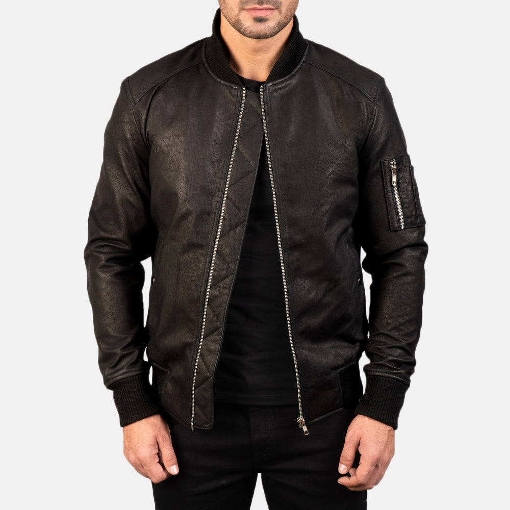 Bomia MA-1 Blouson Bomber en Cuir pour Homme – Vue produit alternative 1